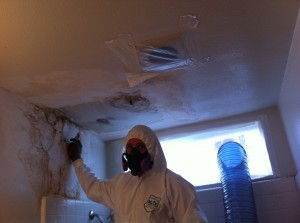 water damage being restored